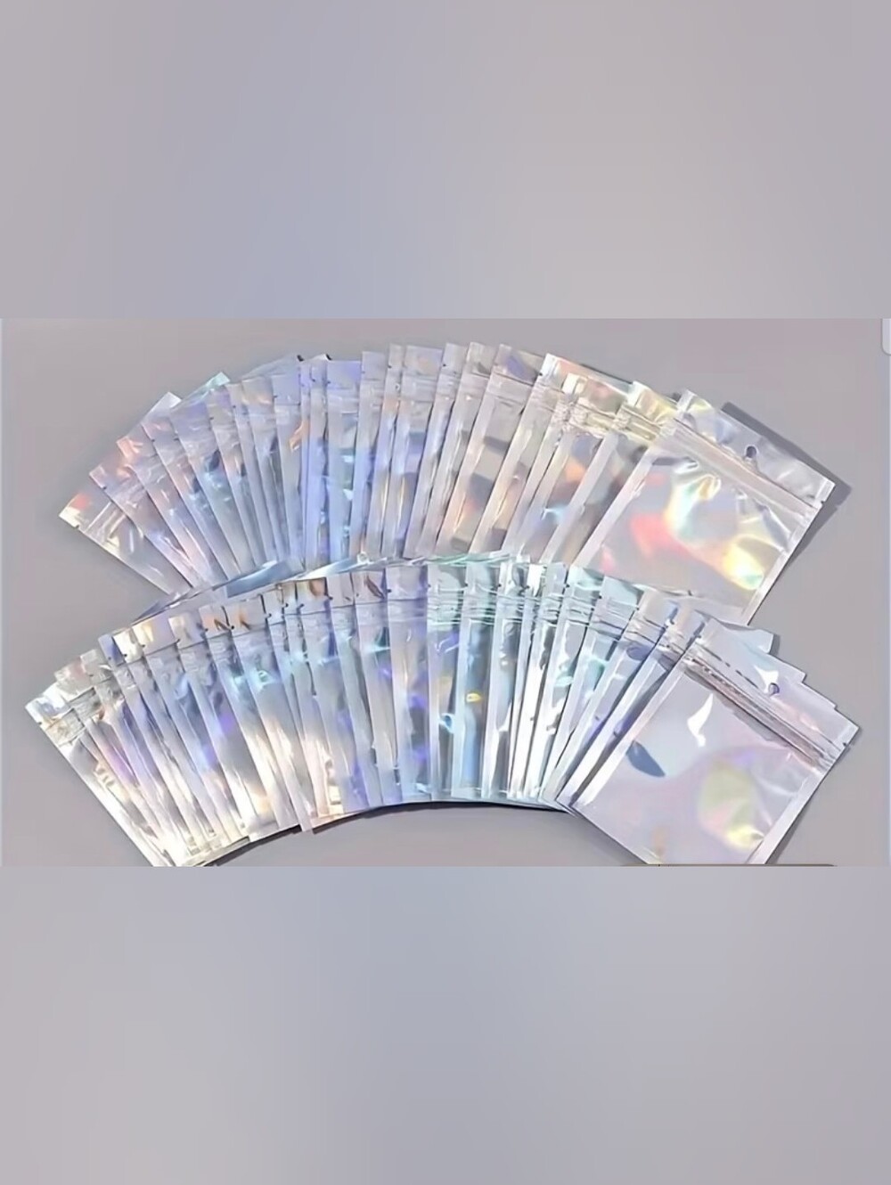 Holographic Silver Resealable Bags - Qty 100